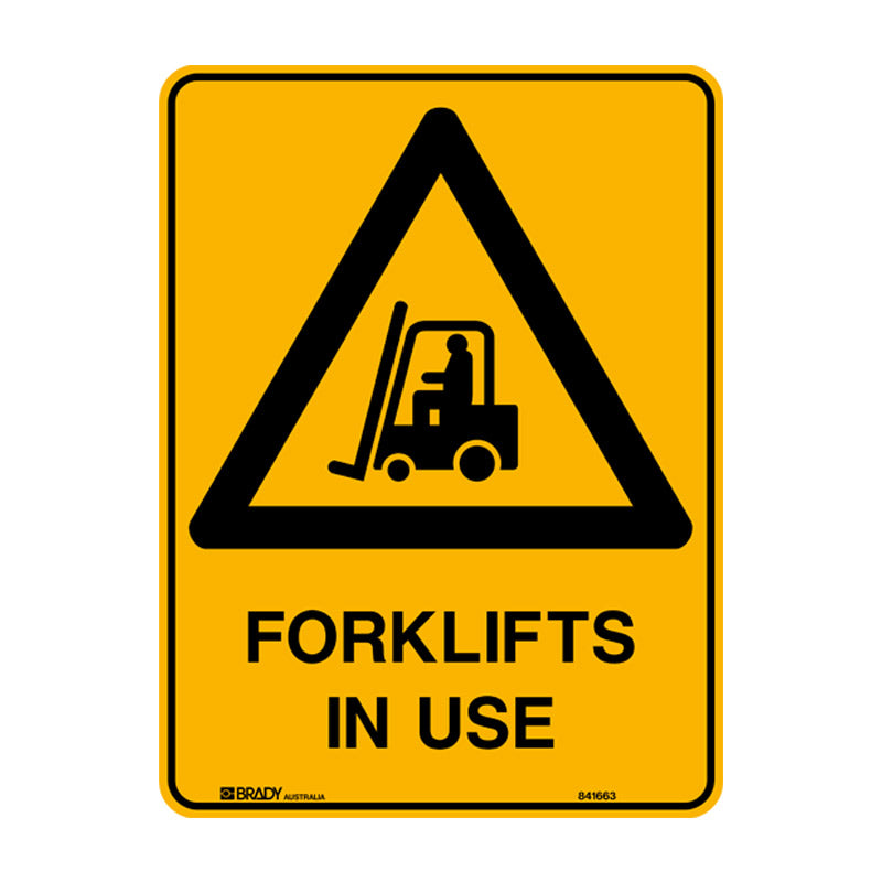 Warning Sign: Forklifts In Use 300x225 Metal