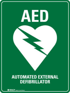 AED Defibrillator Sign 225x300 Poly Emergency Information