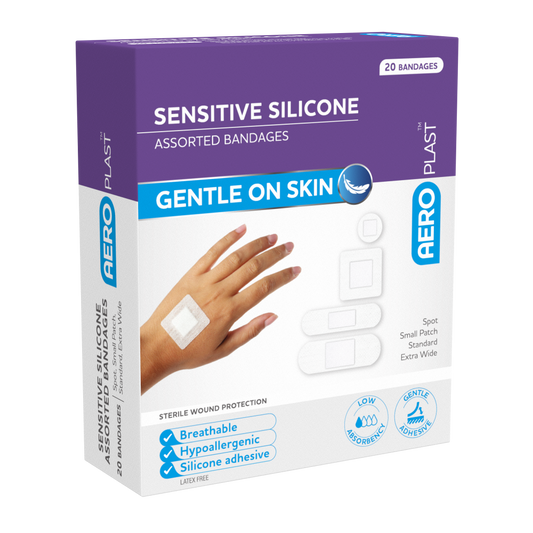 AEROPLAST Sensitive Silicone Assorted Dressings Box/20 box