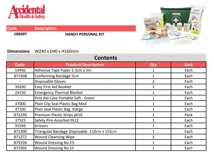 First Aid Kit Handy Personal Green