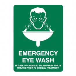 Sign Emergency Eye Wash 300x225mm Poly
