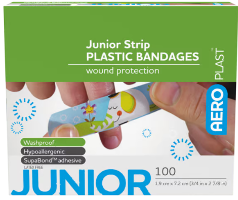 AEROPLAST Plastic Junior Strip 7.2 x 1.9cm Box/100