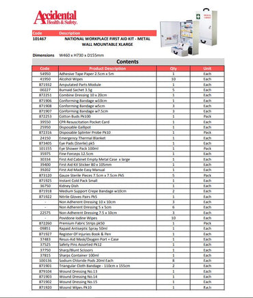 National Workplace First Aid Kit Metal Wall Mountable X-Large