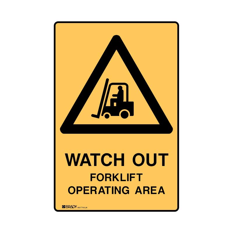 Warning Sign: Watch Out Forklift Operating Area 225x300 Poly