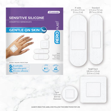 AEROPLAST Sensitive Silicone Assorted Dressings Box/20 box