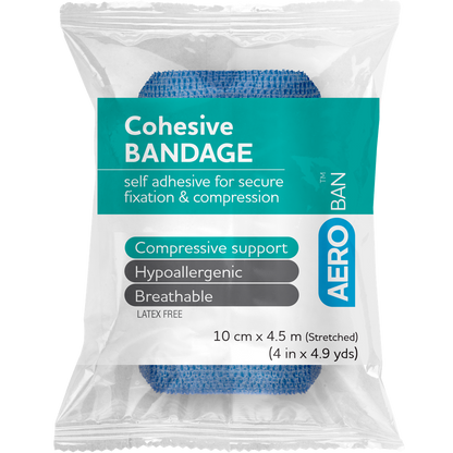Cohesive Bandage Premium Blue 10cm x 4.5m Wrap