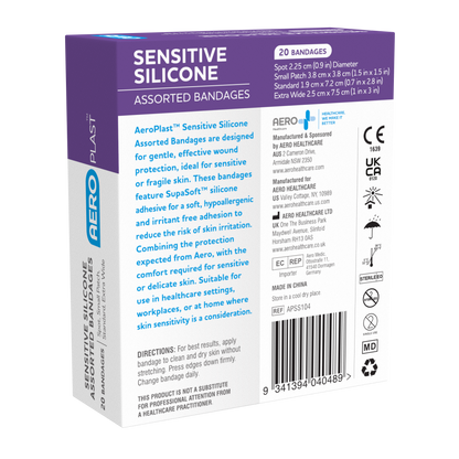 AEROPLAST Sensitive Silicone Assorted Dressings Box/20 box