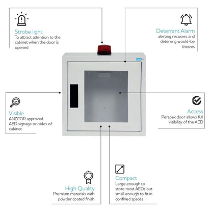 AED Cabinet Alarmed with Strobe Light 42x38x15.5cm