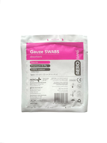 SWAB Sterile White Gauze Swab 10 x 10cm (Packs of 3)