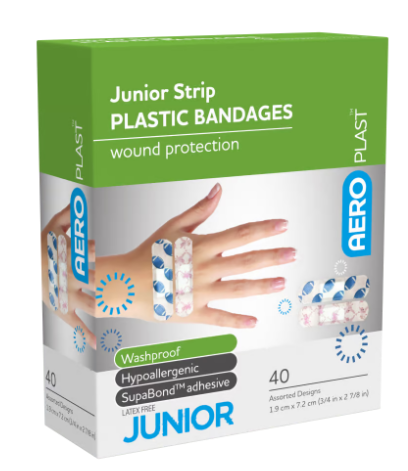 AEROPLAST Plastic Junior Strip 7.2 x 1.9cm Box/40