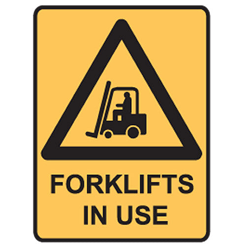 Warning Sign: Forklifts In Use 450x300 Metal